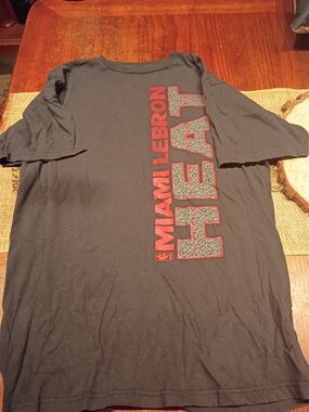adidas Black Tee with Red and Gray Miami Heat Graphic